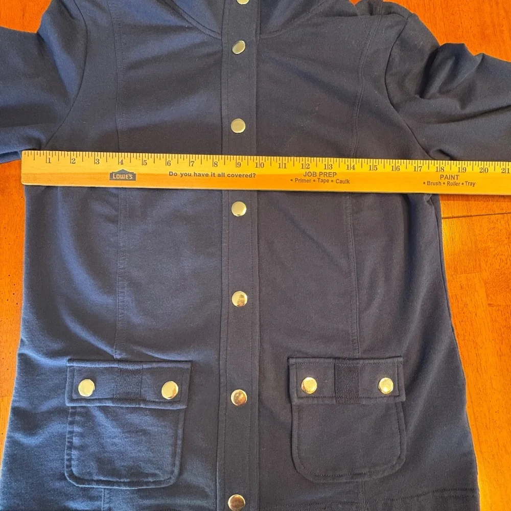 Karen Scott Sport Blazer Jacket Navy Blue Snap Button Front Size S